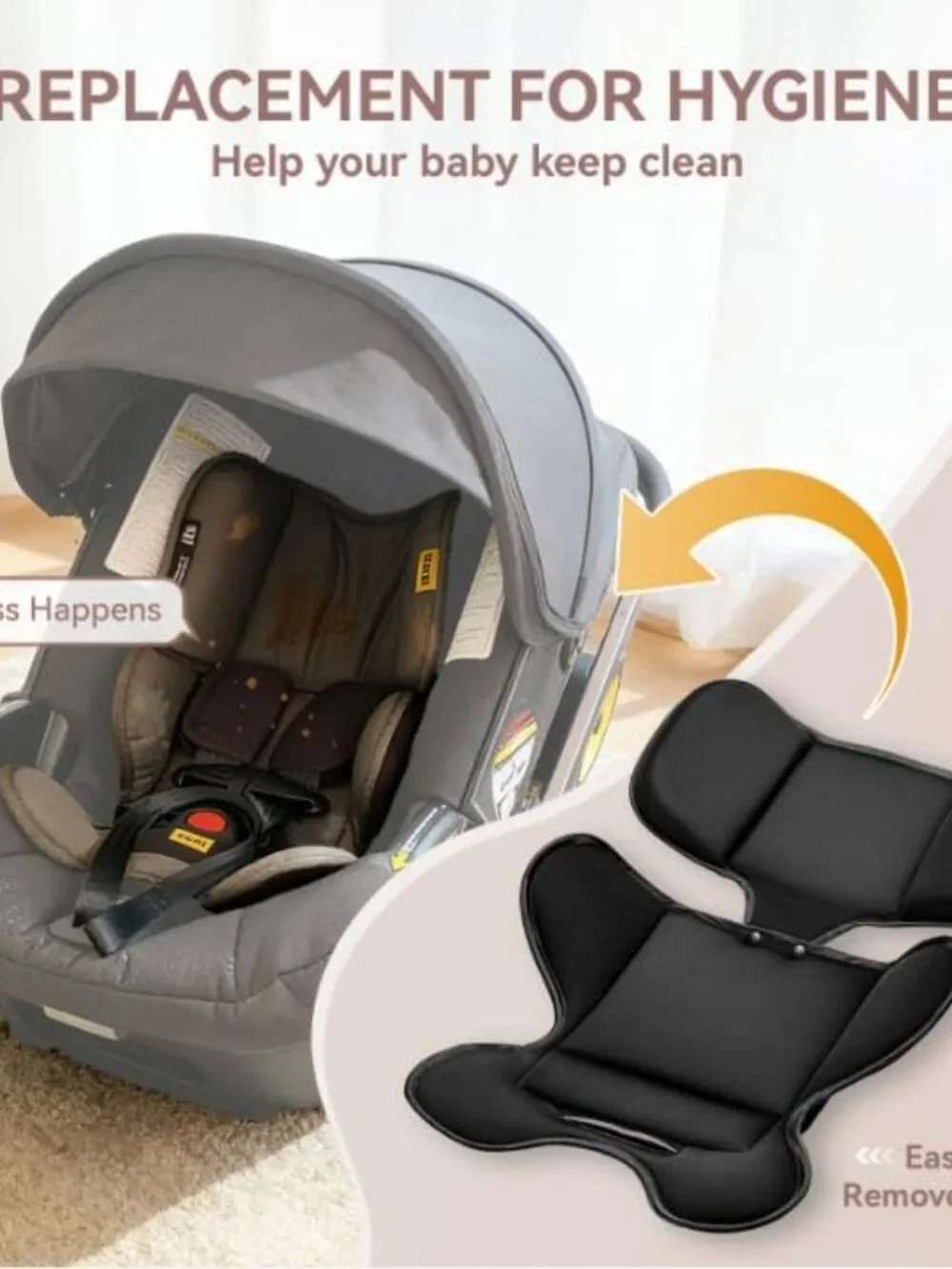 Black Infant Car Seat Insert 0-24 Months
